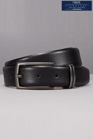 Black Signature Italian Leather Keeper Belt